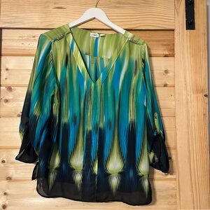 Cato Green and Blue Patterned Blouse